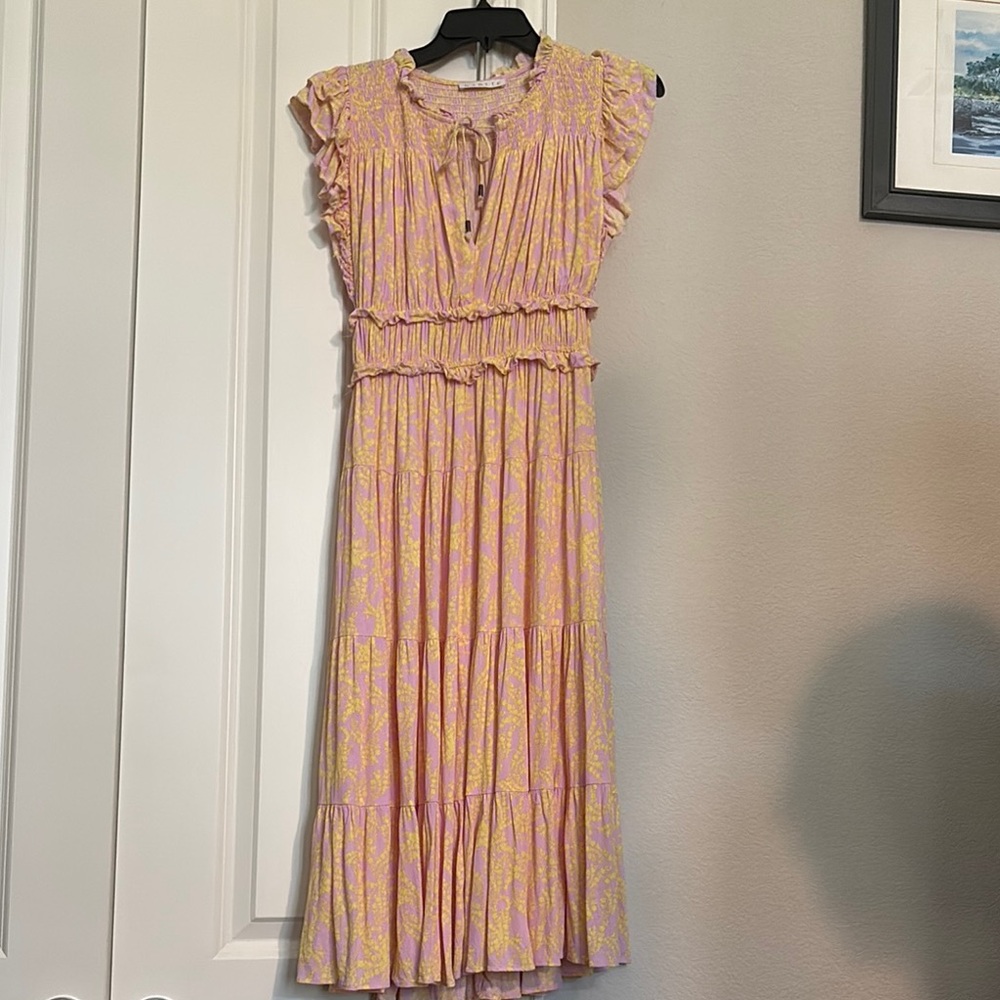 Karlie Pink Ruffled Pleated Maxi Sundress